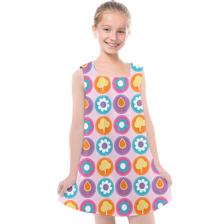 Chic Floral Pattern Kids  Cross Back Dress