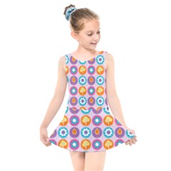 Chic Floral Pattern Kids  Skater Dress Swimsuit