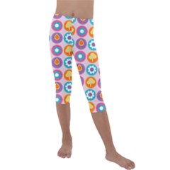 Chic Floral Pattern Kids  Lightweight Velour Capri Leggings 