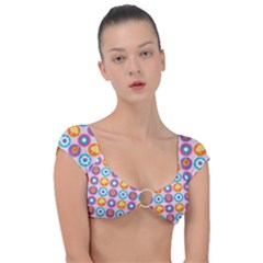 Chic Floral Pattern Cap Sleeve Ring Bikini Top