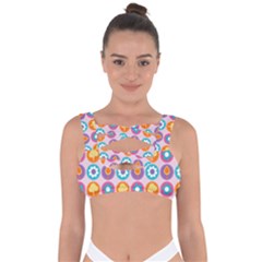 Chic Floral Pattern Bandaged Up Bikini Top