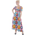 Chic Floral Pattern Button Up Short Sleeve Maxi Dress View1