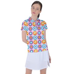 Chic Floral Pattern Women s Polo Tee