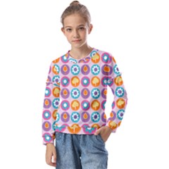 Chic Floral Pattern Kids  Long Sleeve Tee with Frill 