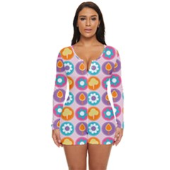 Chic Floral Pattern Long Sleeve Boyleg Swimsuit