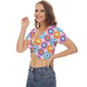 Chic Floral Pattern Twist Front Crop Top View2