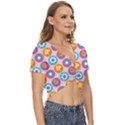 Chic Floral Pattern Twist Front Crop Top View3