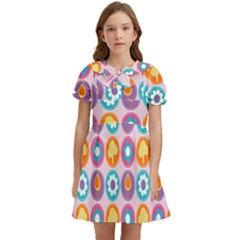 Chic Floral Pattern Kids  Bow Tie Puff Sleeve Dress