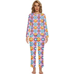 Chic Floral Pattern Womens  Long Sleeve Lightweight Pajamas Set