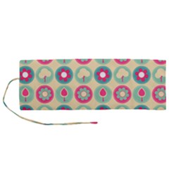 Chic Floral Pattern Roll Up Canvas Pencil Holder (m) by GardenOfOphir