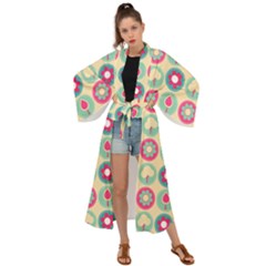 Chic Floral Pattern Maxi Kimono by GardenOfOphir