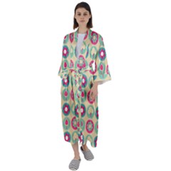 Chic Floral Pattern Maxi Satin Kimono by GardenOfOphir