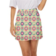 Chic Floral Pattern Mini Front Wrap Skirt by GardenOfOphir