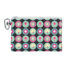 Chic Floral Pattern Canvas Cosmetic Bag (large) by GardenOfOphir