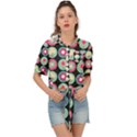 Chic Floral Pattern Tie Front Shirt  View1