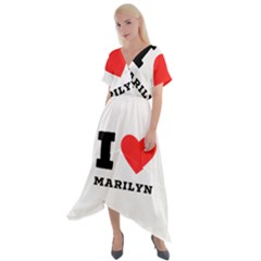 I Love Marilyn Cross Front Sharkbite Hem Maxi Dress by ilovewhateva