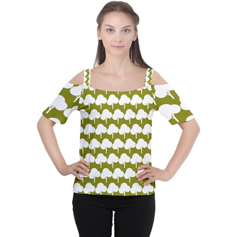 Tree Illustration Gifts Cutout Shoulder Tee by GardenOfOphir