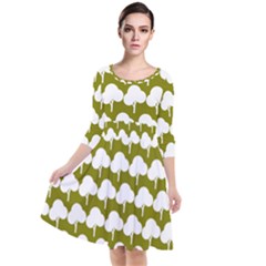 Tree Illustration Gifts Quarter Sleeve Waist Band Dress