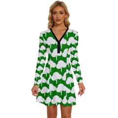 Tree Illustration Gifts Long Sleeve Deep V Mini Dress  by GardenOfOphir