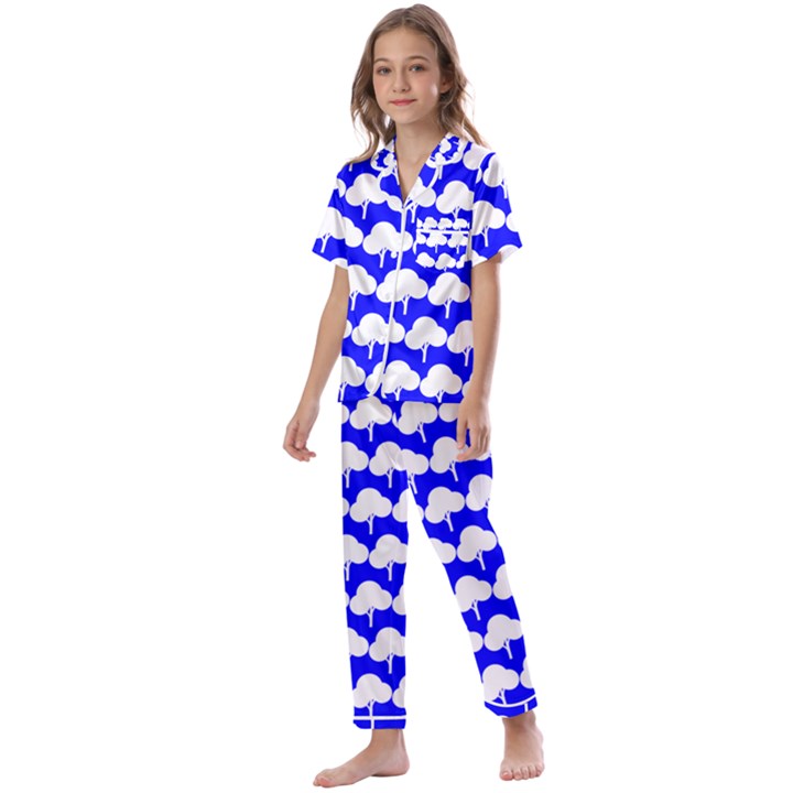 Tree Illustration Gifts Kids  Satin Short Sleeve Pajamas Set