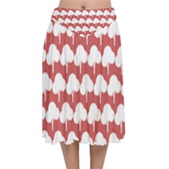 Tree Illustration Gifts Velvet Flared Midi Skirt