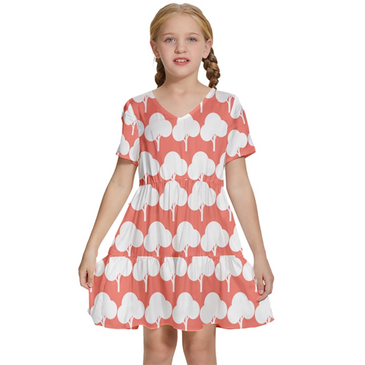 Tree Illustration Gifts Kids  Short Sleeve Tiered Mini Dress