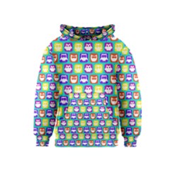 Colorful Whimsical Owl Pattern Kids  Pullover Hoodie by GardenOfOphir