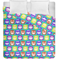 Colorful Whimsical Owl Pattern Duvet Cover Double Side (king Size) by GardenOfOphir