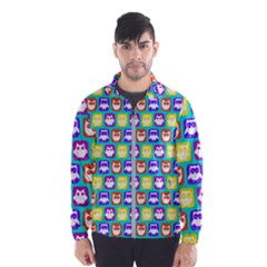 Colorful Whimsical Owl Pattern Men s Windbreaker by GardenOfOphir