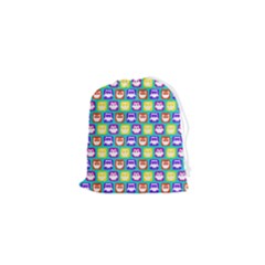 Colorful Whimsical Owl Pattern Drawstring Pouch (xs) by GardenOfOphir