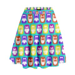 Colorful Whimsical Owl Pattern High Waist Skirt by GardenOfOphir