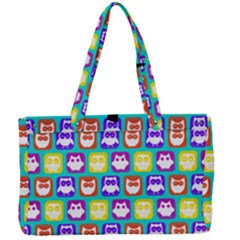 Colorful Whimsical Owl Pattern Canvas Work Bag by GardenOfOphir