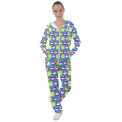 Colorful Whimsical Owl Pattern Women s Tracksuit by GardenOfOphir