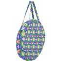 Colorful Whimsical Owl Pattern Giant Round Zipper Tote View3