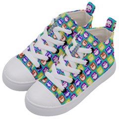 Colorful Whimsical Owl Pattern Kids  Mid-top Canvas Sneakers