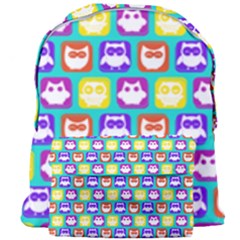 Colorful Whimsical Owl Pattern Giant Full Print Backpack by GardenOfOphir