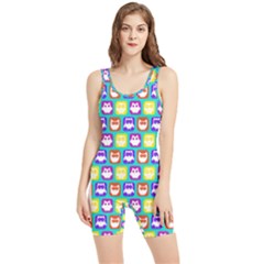 Colorful Whimsical Owl Pattern Women s Wrestling Singlet by GardenOfOphir