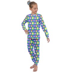 Colorful Whimsical Owl Pattern Kids  Long Sleeve Set  by GardenOfOphir