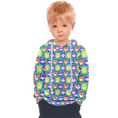 Colorful Whimsical Owl Pattern Kids  Overhead Hoodie by GardenOfOphir