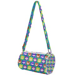 Colorful Whimsical Owl Pattern Mini Cylinder Bag by GardenOfOphir