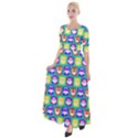 Colorful Whimsical Owl Pattern Half Sleeves Maxi Dress View1