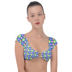 Colorful Whimsical Owl Pattern Cap Sleeve Ring Bikini Top by GardenOfOphir