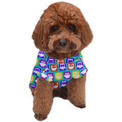 Colorful Whimsical Owl Pattern Dog T-shirt by GardenOfOphir