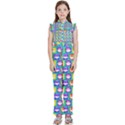 Colorful Whimsical Owl Pattern Kids  Sleeveless Ruffle Edge Band Collar Chiffon One Piece View1