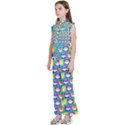 Colorful Whimsical Owl Pattern Kids  Sleeveless Ruffle Edge Band Collar Chiffon One Piece View2