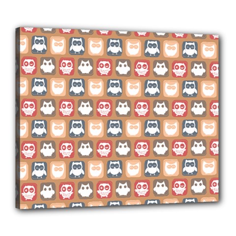 Colorful Whimsical Owl Pattern Canvas 24  X 20  (stretched) by GardenOfOphir