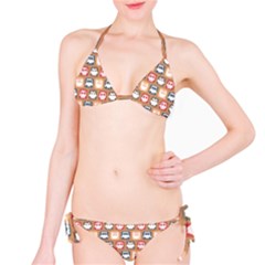 Colorful Whimsical Owl Pattern Classic Bikini Set by GardenOfOphir