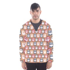 Colorful Whimsical Owl Pattern Men s Hooded Windbreaker by GardenOfOphir