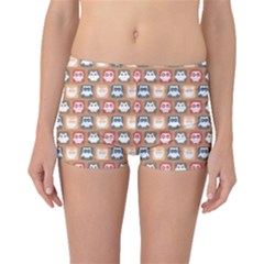 Colorful Whimsical Owl Pattern Boyleg Bikini Bottoms by GardenOfOphir