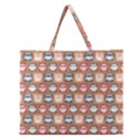 Colorful Whimsical Owl Pattern Zipper Large Tote Bag View1